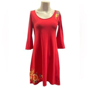 Johnny Was Red Floral Dress size small